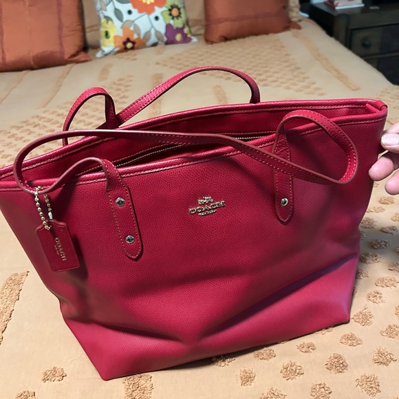Red Coach Tote - Picture 1 of 5